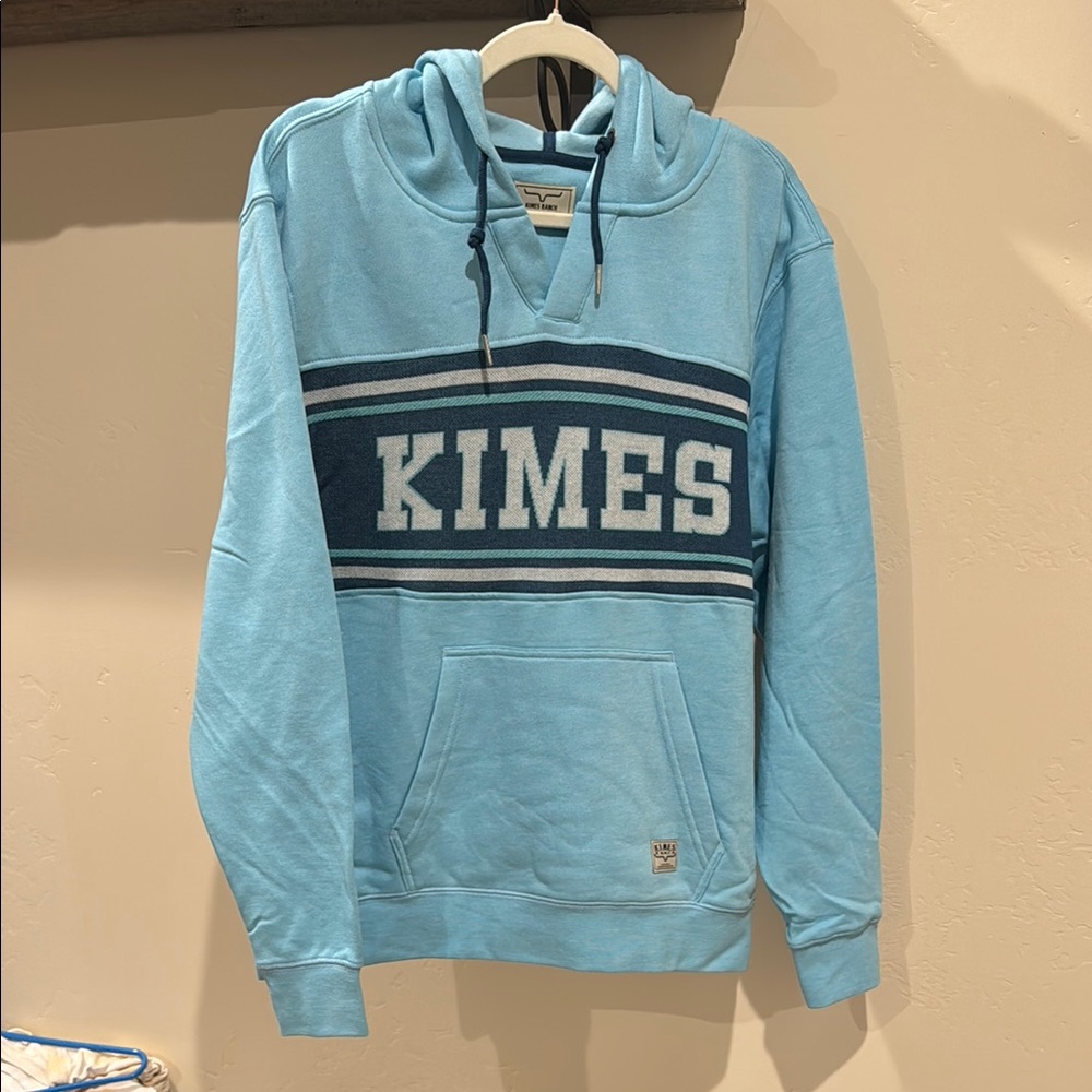 Kimes Ranch Blue Pullover Hoodie with Ribbed Cuffs